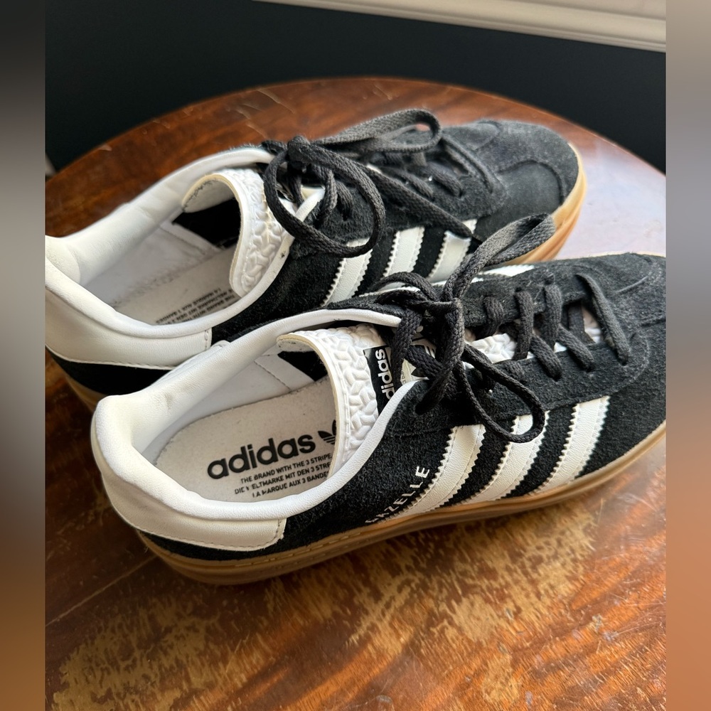 adidas Black White Suede Sneakers with Gum Sole